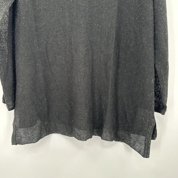 Eileen Fisher Organic Linen Blend Crepe Sparkle Metallic Long Sleeve‎ Blouse Med - Picture 8 of 8
